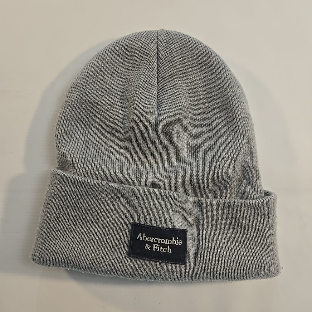 VTG Abercrombie & Fitch Gray Beanie Knit Watch Cap Winter Hat Heathered One Size